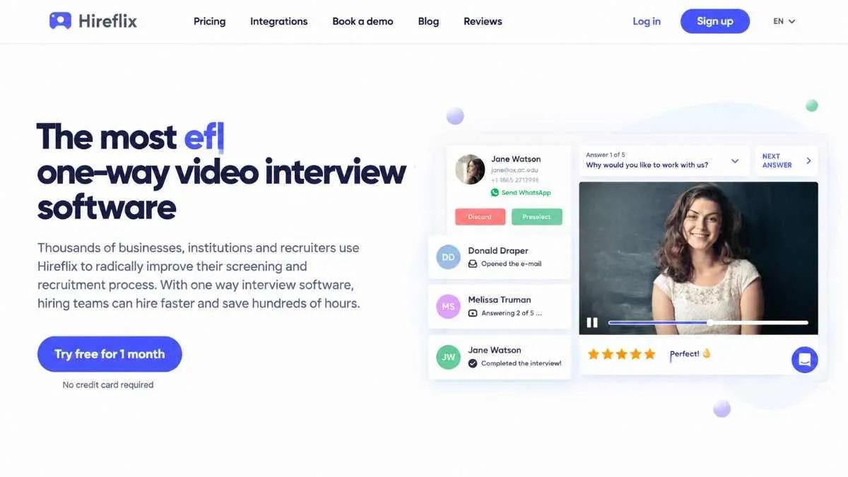 Hireflix Dashboard Overview